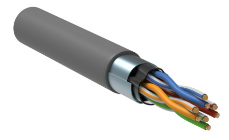 ITK Витая пара F/UTP кат.5E 4х2х24AWG solid PVC серый (305м)