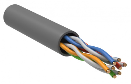 ITK Витая пара U/UTP кат.5E 4х2х24AWG solid LSZH нг(А)-HF серый (305м)