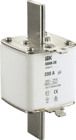 Плавкая вставка предохранителя ППНИ-39 габарит 3 200А IEK